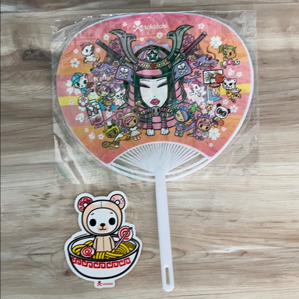 ❤️ Tokidoki Fan and Sticker Bundle NWOT
